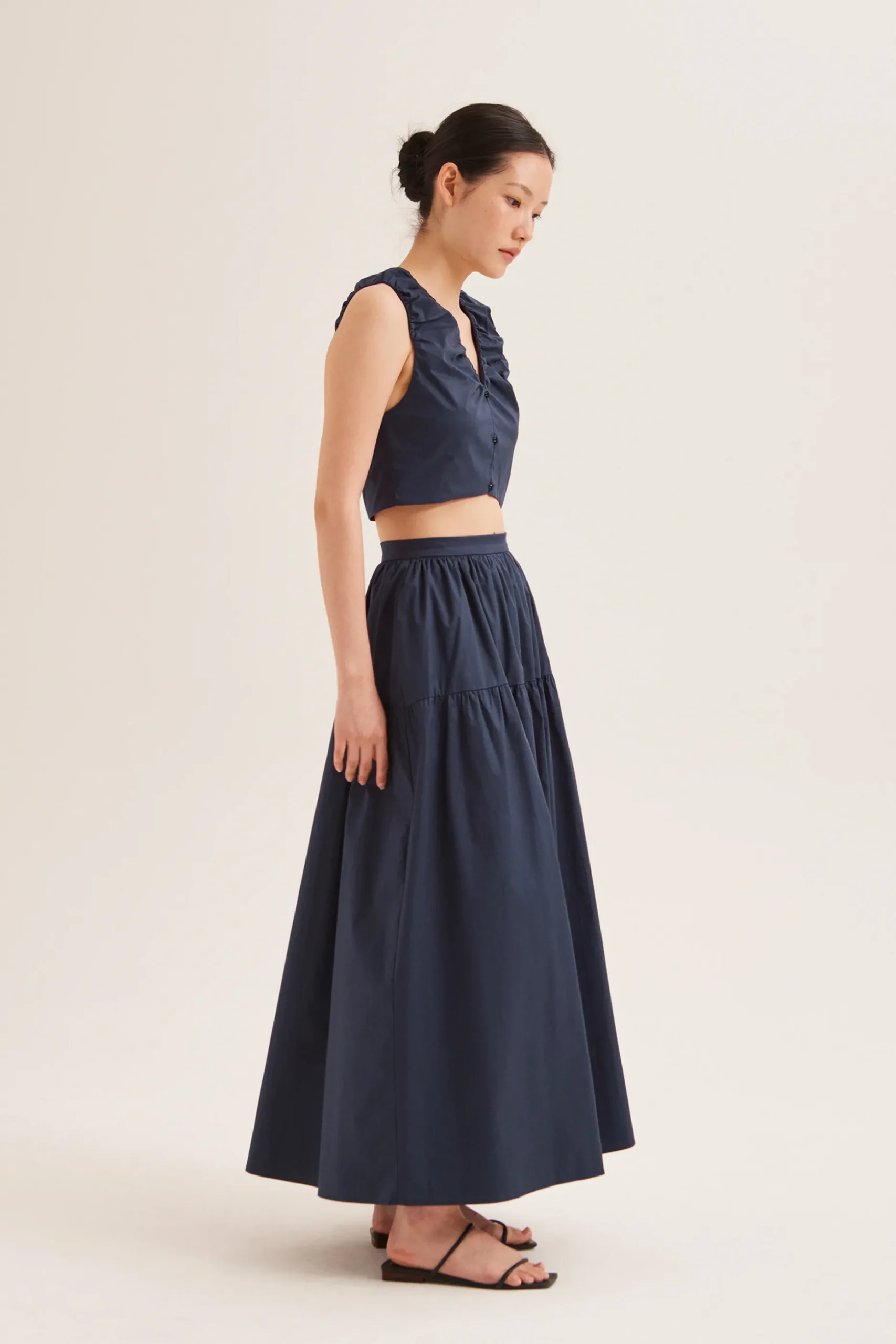 Cotton Gathered Maxi Skirt
