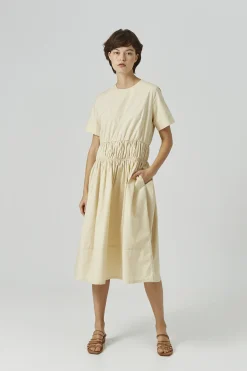 Cotton Gathered Seam Dress