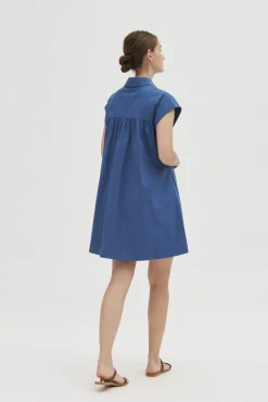 Cotton Gathered Shirt Dress