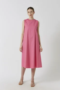 Cotton Gathered Sleeve Dress