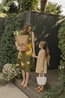 Cotton Gathered Sleeve Tent Dress