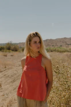 Cotton Gathered-Back Shift Top