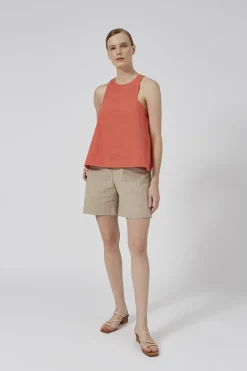 Cotton Gathered-Back Shift Top