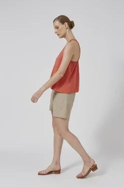 Cotton Gathered-Back Shift Top
