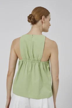 Cotton Gathered-Back Shift Top