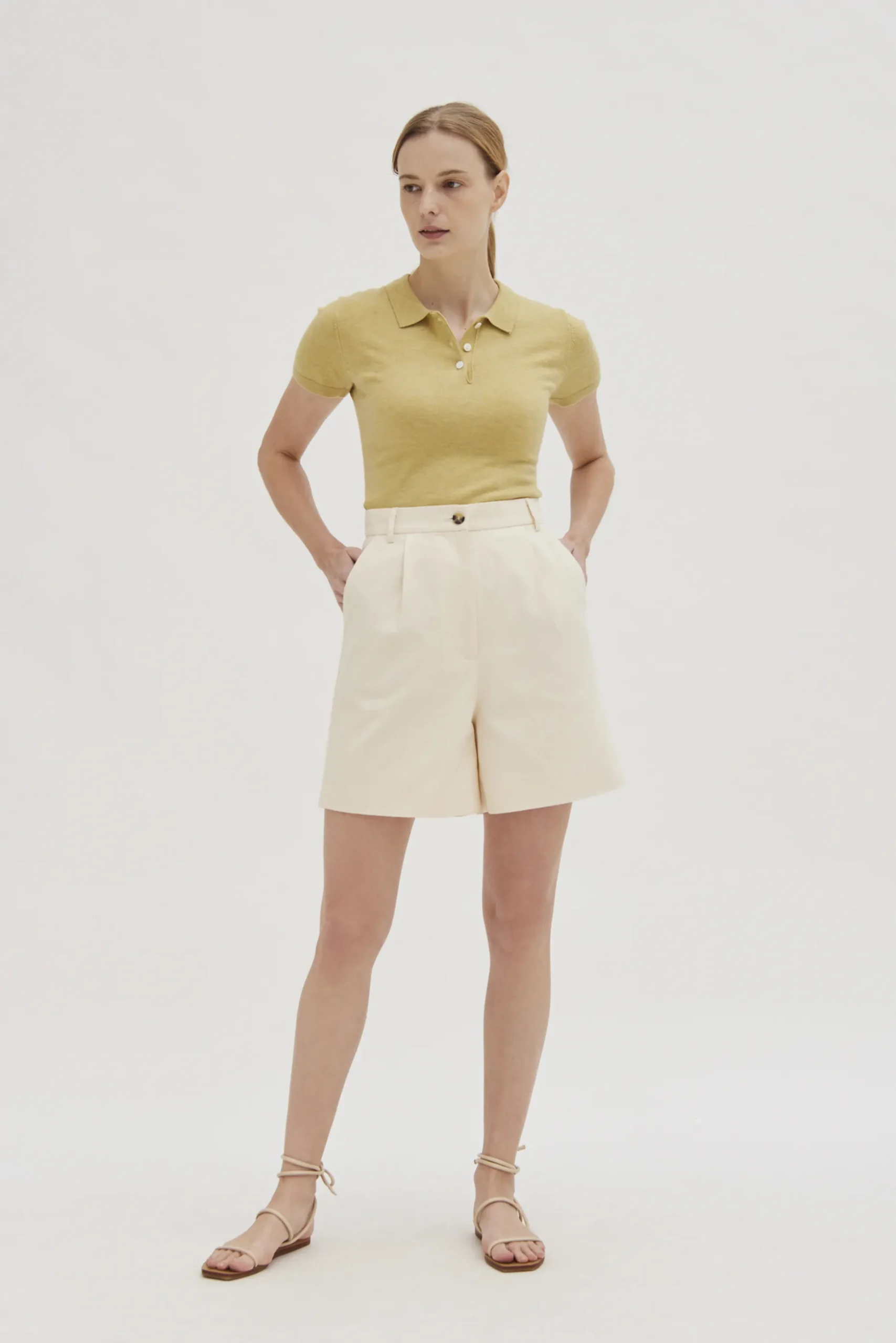 Cotton High-Waisted Bermuda Shorts