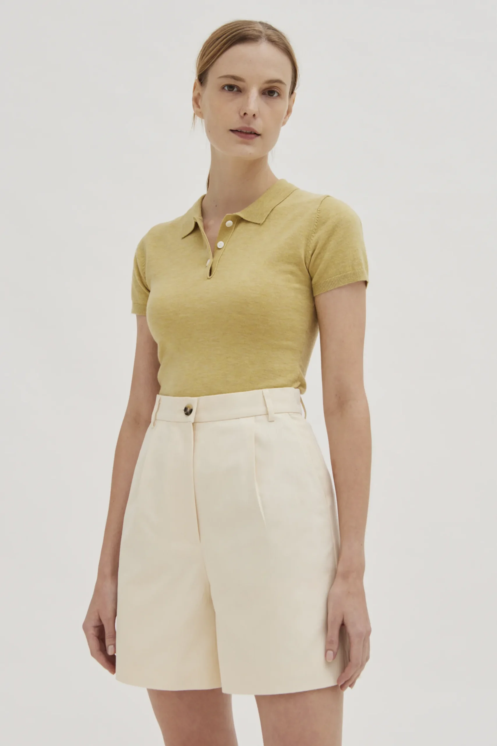 Cotton High-Waisted Bermuda Shorts