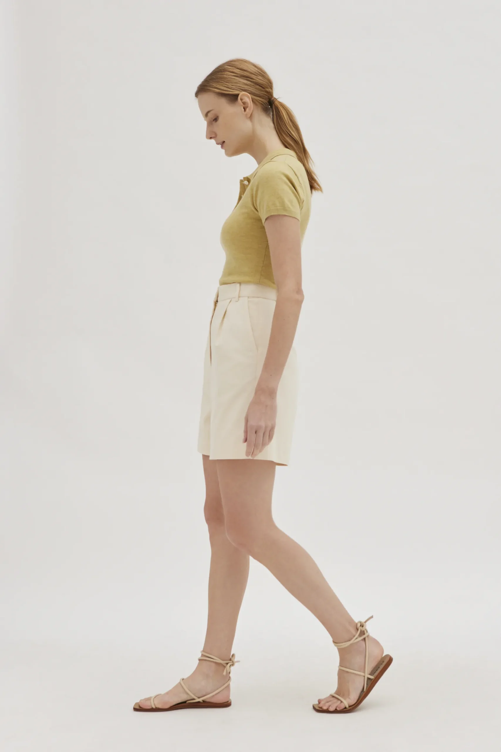 Cotton High-Waisted Bermuda Shorts