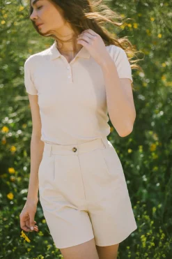 Cotton High-Waisted Bermuda Shorts
