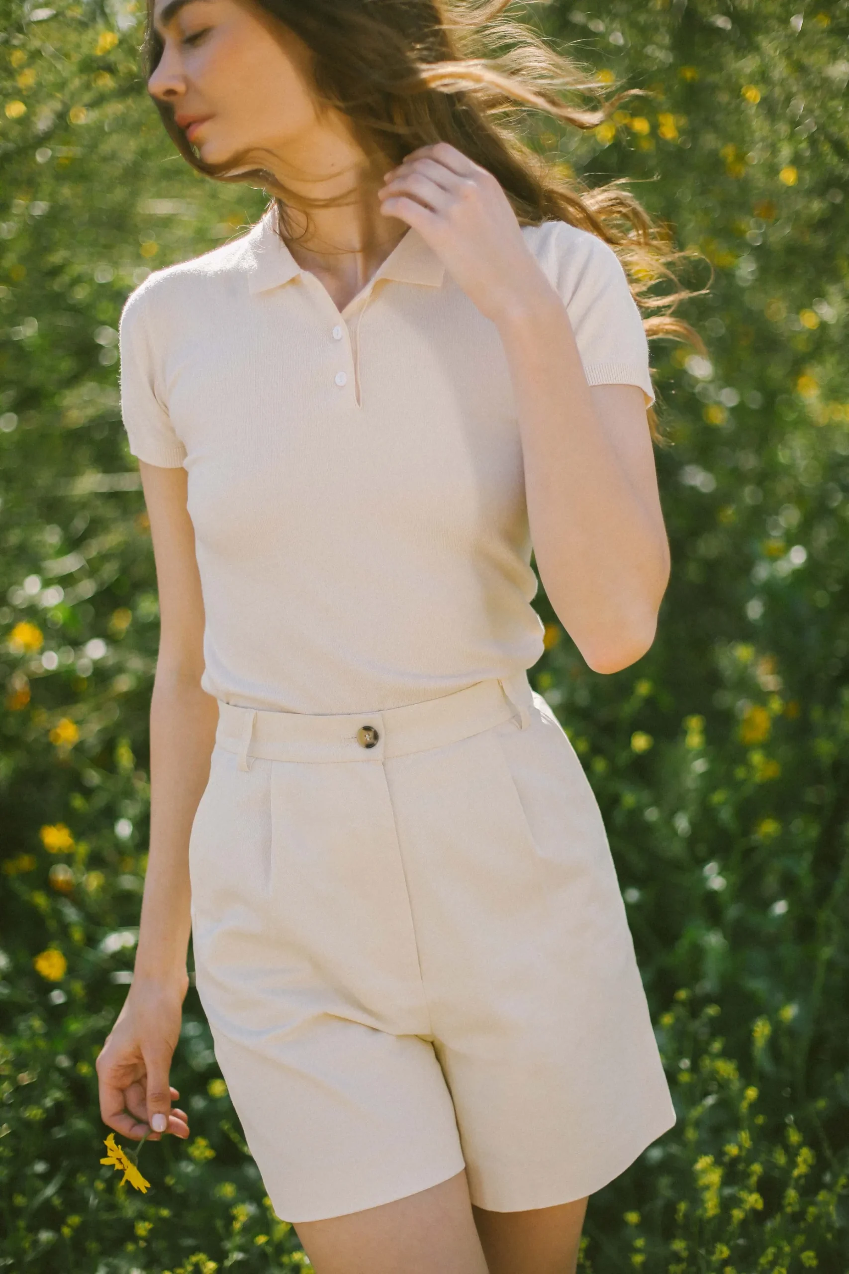 Cotton High-Waisted Bermuda Shorts