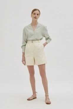 Cotton High-Waisted Bermuda Shorts