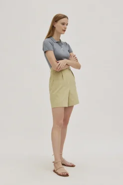 Cotton High-Waisted Bermuda Shorts