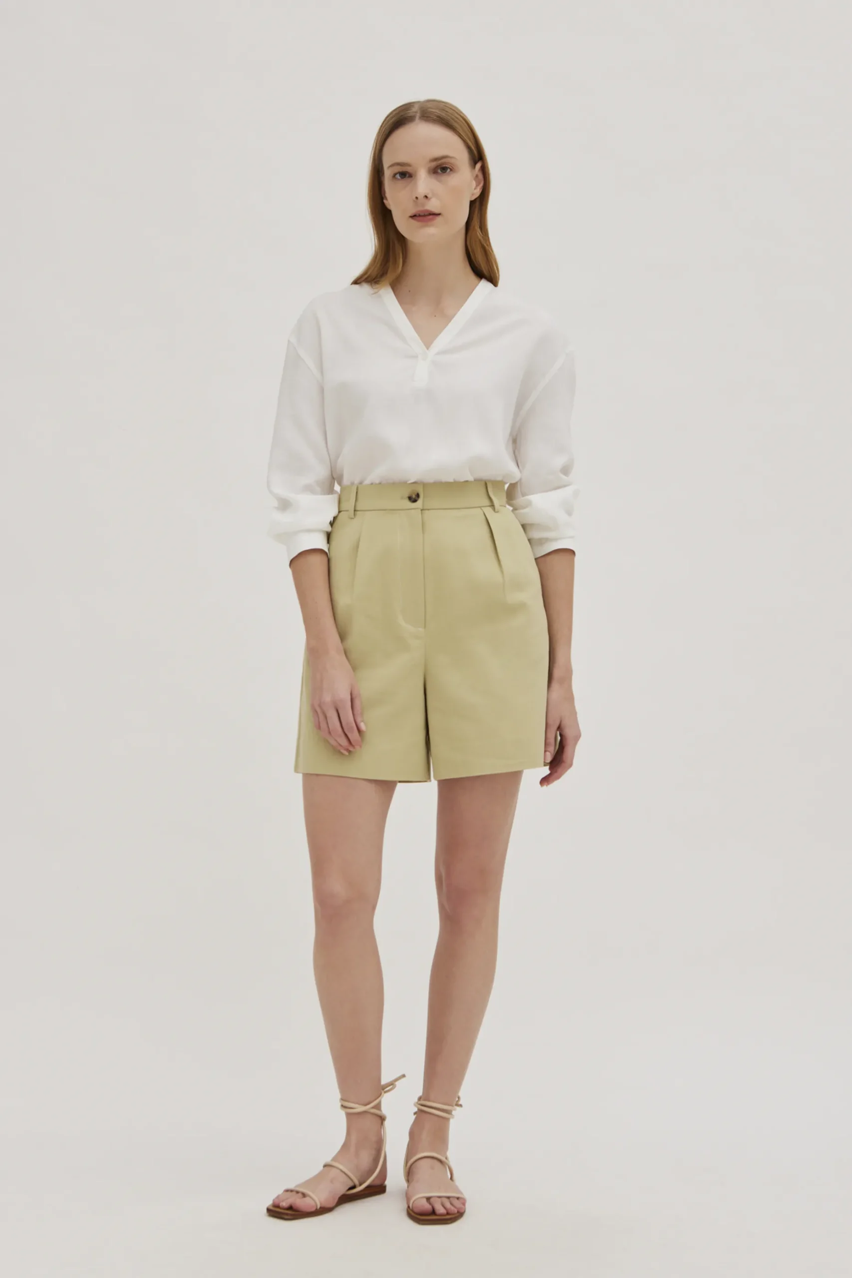 Cotton High-Waisted Bermuda Shorts