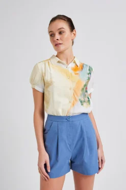 Cotton Pleat High-Waisted Shorts