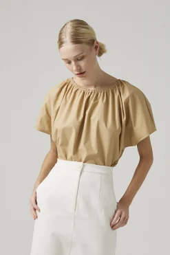 Cotton Stretch Straight-Cut Skirt