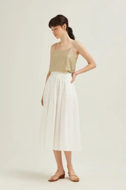 Cotton Tiered Midi Skirt