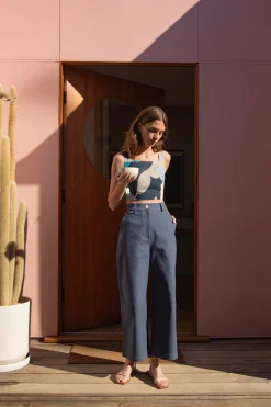 Cotton Twill Flare Pants