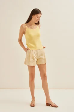 Cotton Twill Front-Pleat Shorts