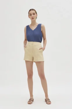 Cotton Twill High-Waisted Shorts