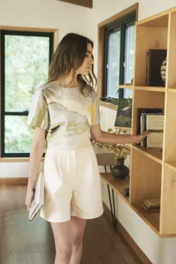Cotton Twill Pleat Shorts