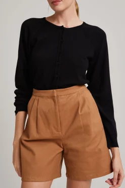 Cotton Twill Pleat Shorts