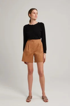 Cotton Twill Pleat Shorts