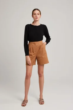 Cotton Twill Pleat Shorts