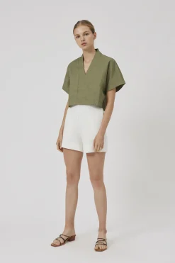 Cotton V-Neck Cropped Top