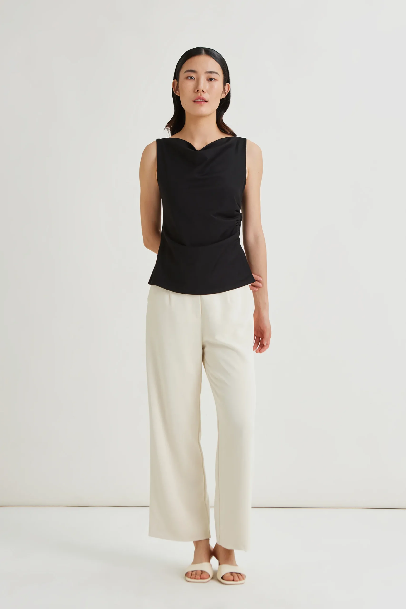 Cowl Neck Ruched Top