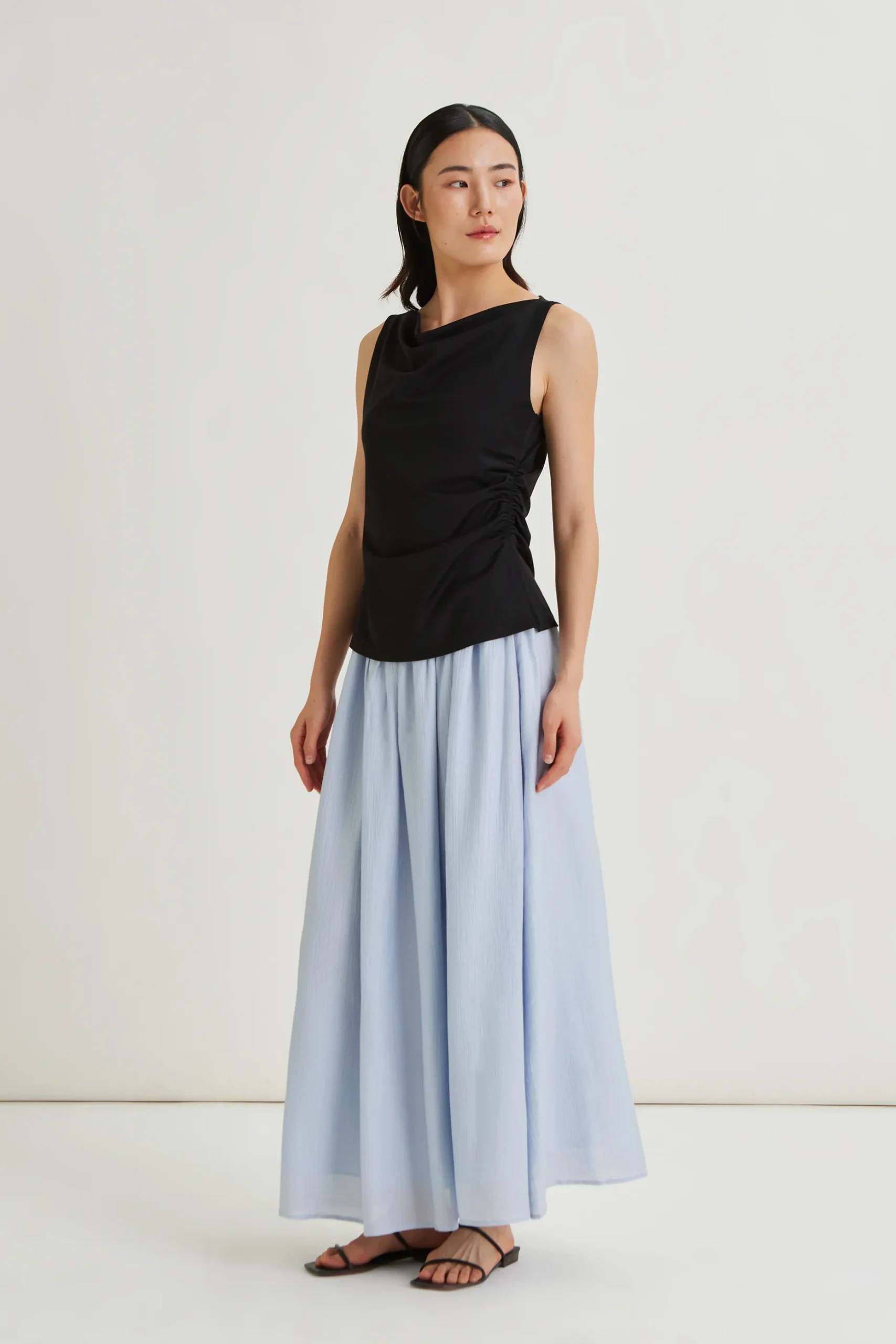Cowl Neck Ruched Top