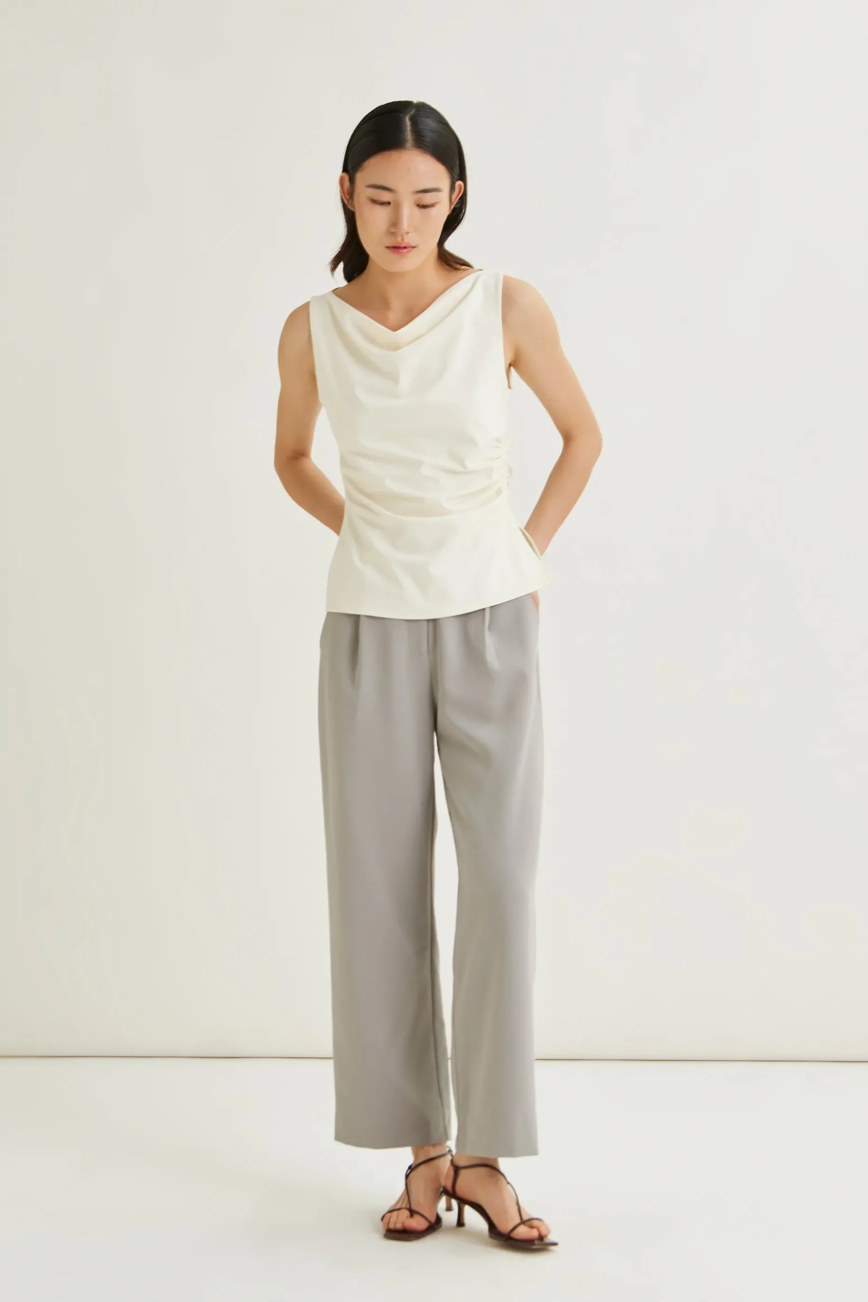 Cowl Neck Ruched Top