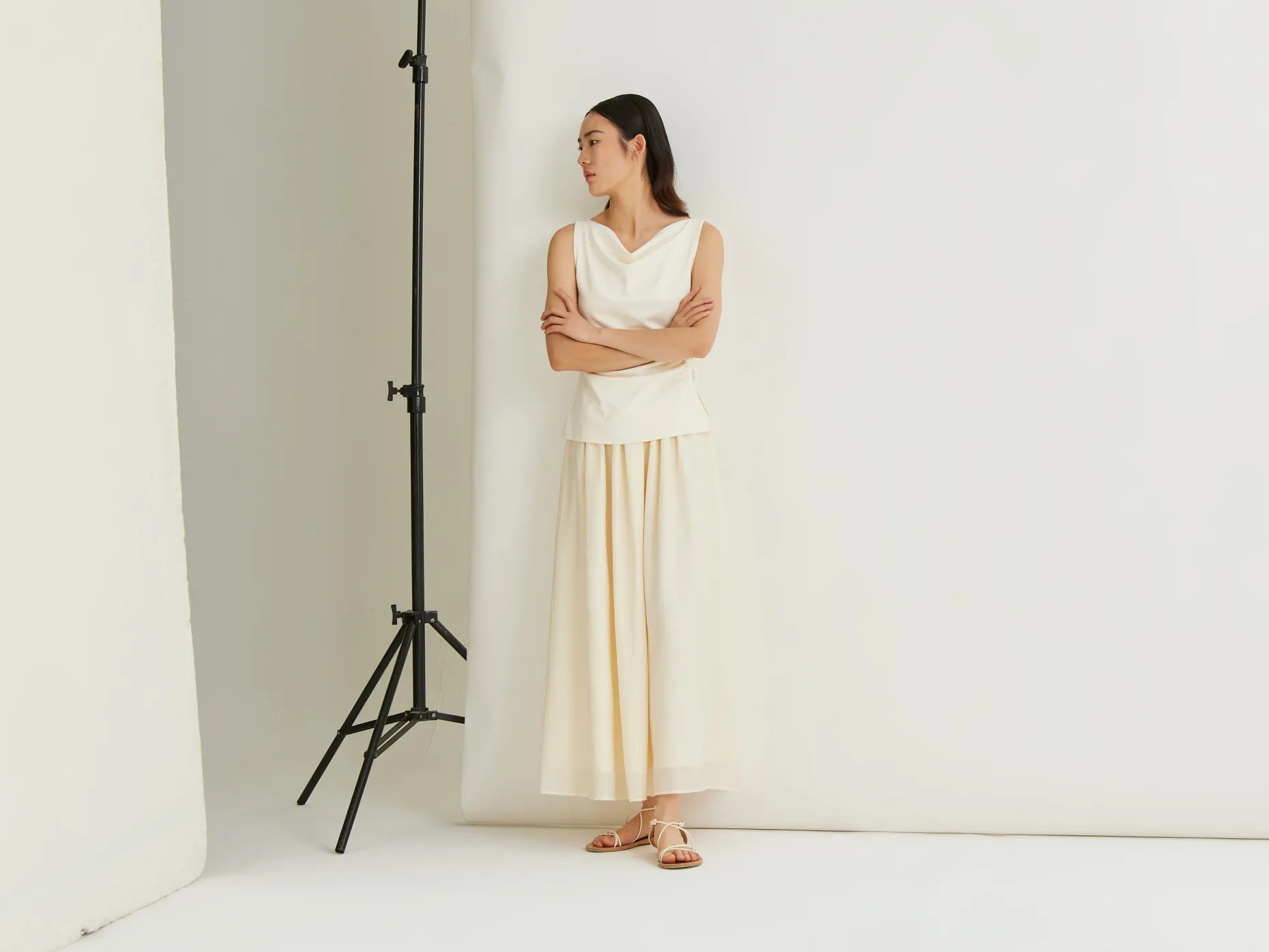 Cowl Neck Ruched Top