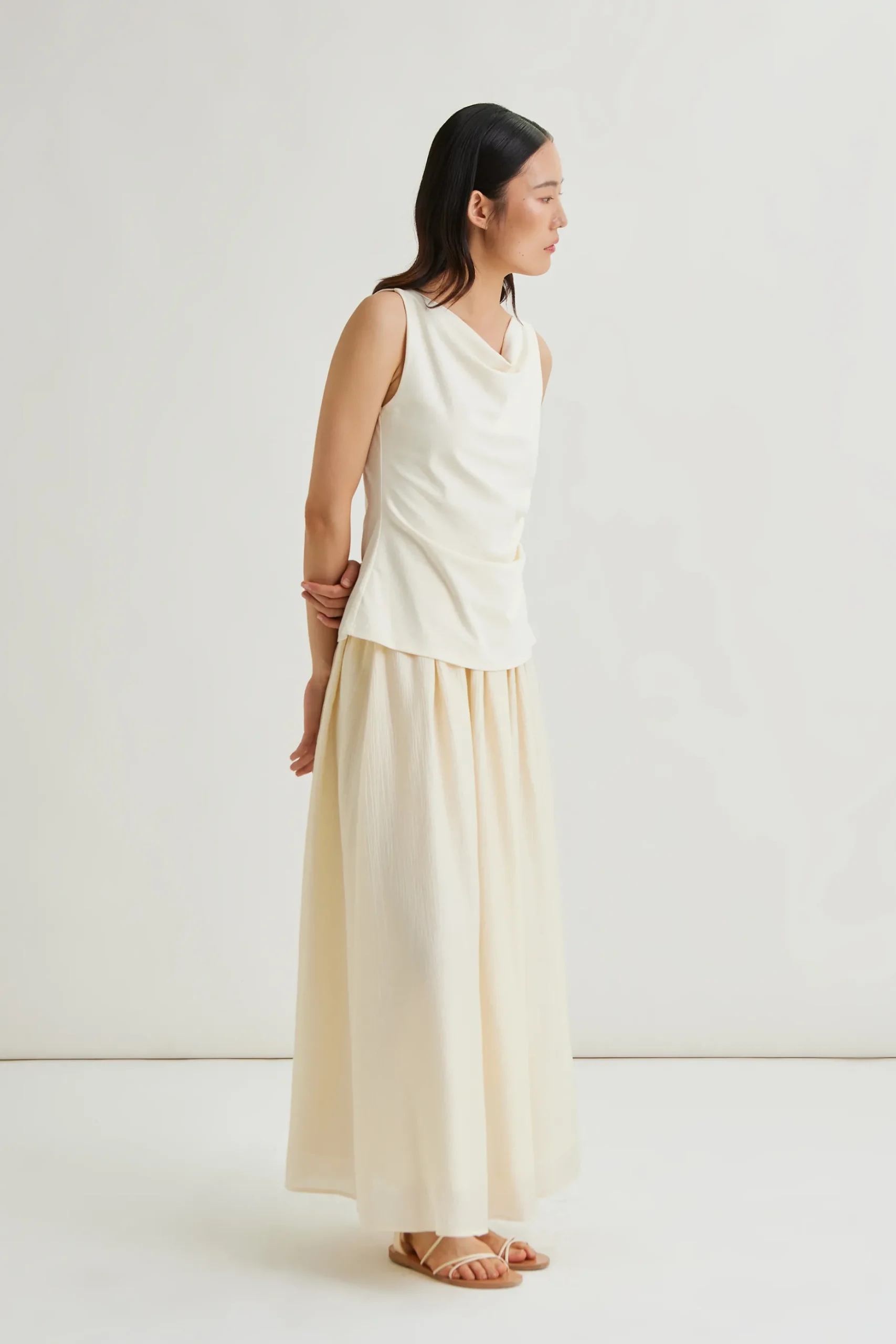 Cowl Neck Ruched Top