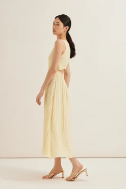 Crinkled Boat-Neck Maxi Dress