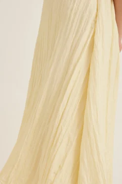 Crinkled Boat-Neck Maxi Dress