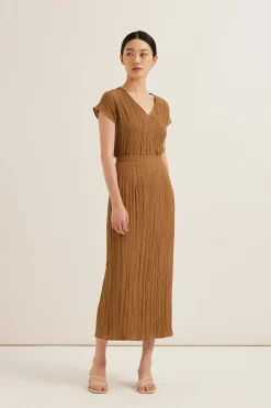 Crinkled Midi Skirt