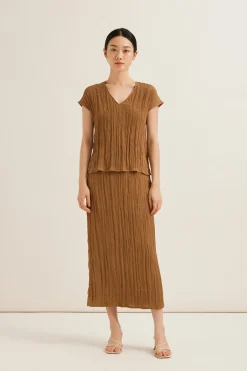 Crinkled Midi Skirt
