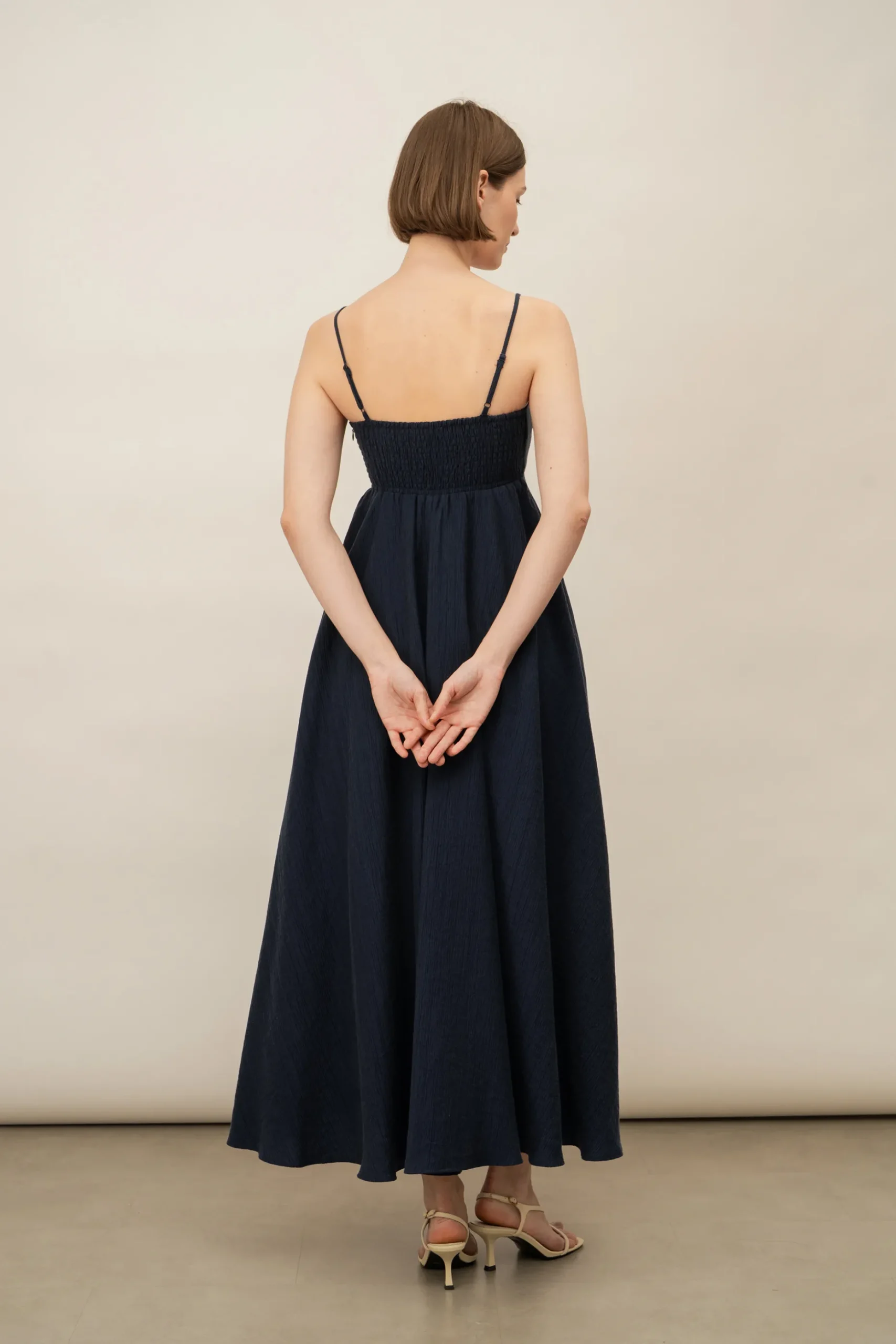 Crinkled Smocked-Back Sundress