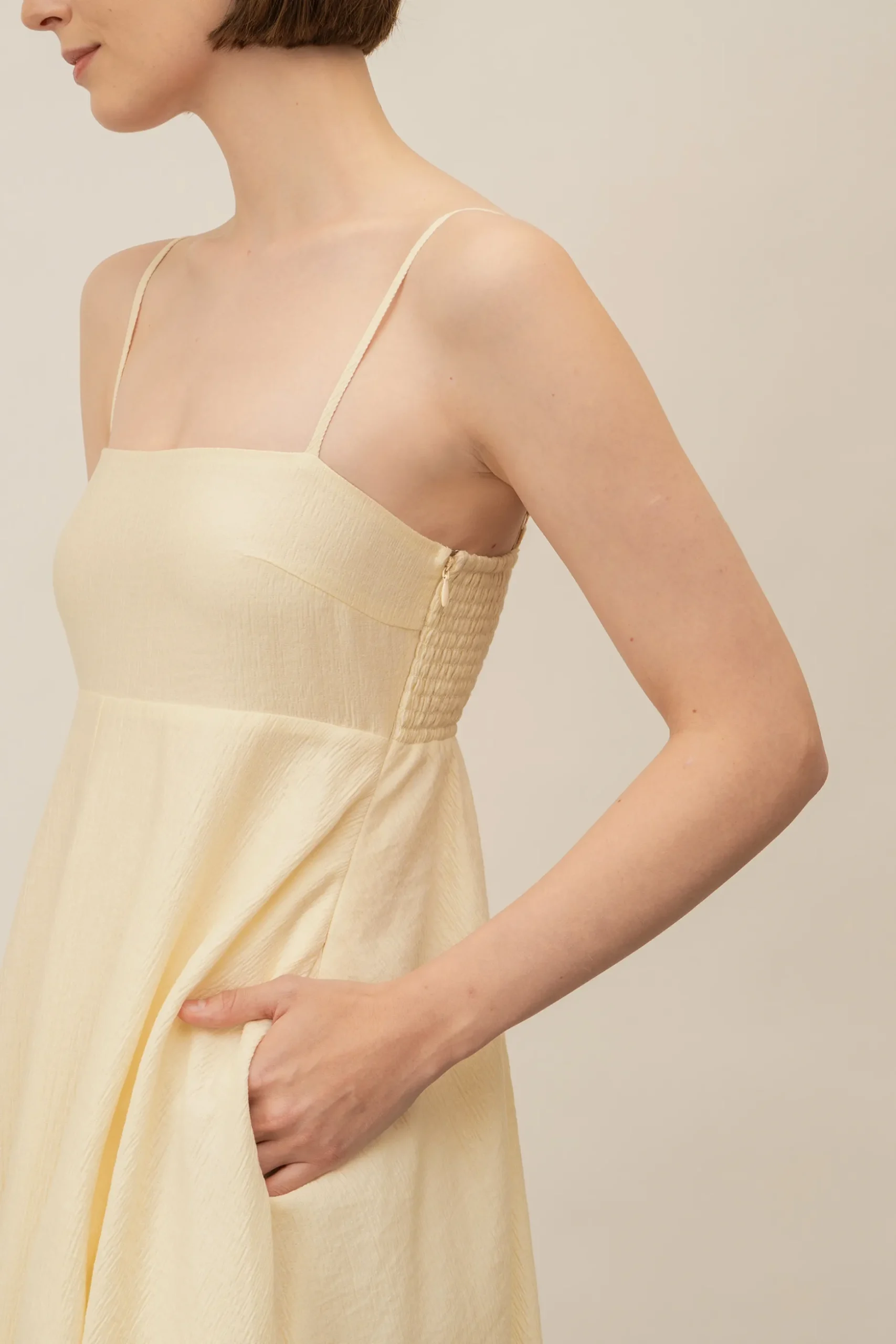 Crinkled Smocked-Back Sundress