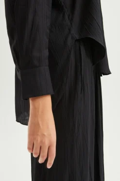 Crinkled Viscose Full-Length Pants