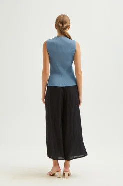 Crinkled Viscose Full-Length Pants