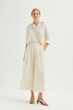 Crinkled Viscose Full-Length Pants