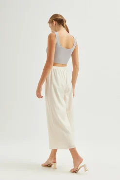 Crinkled Viscose Full-Length Pants