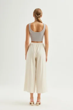 Crinkled Viscose Full-Length Pants