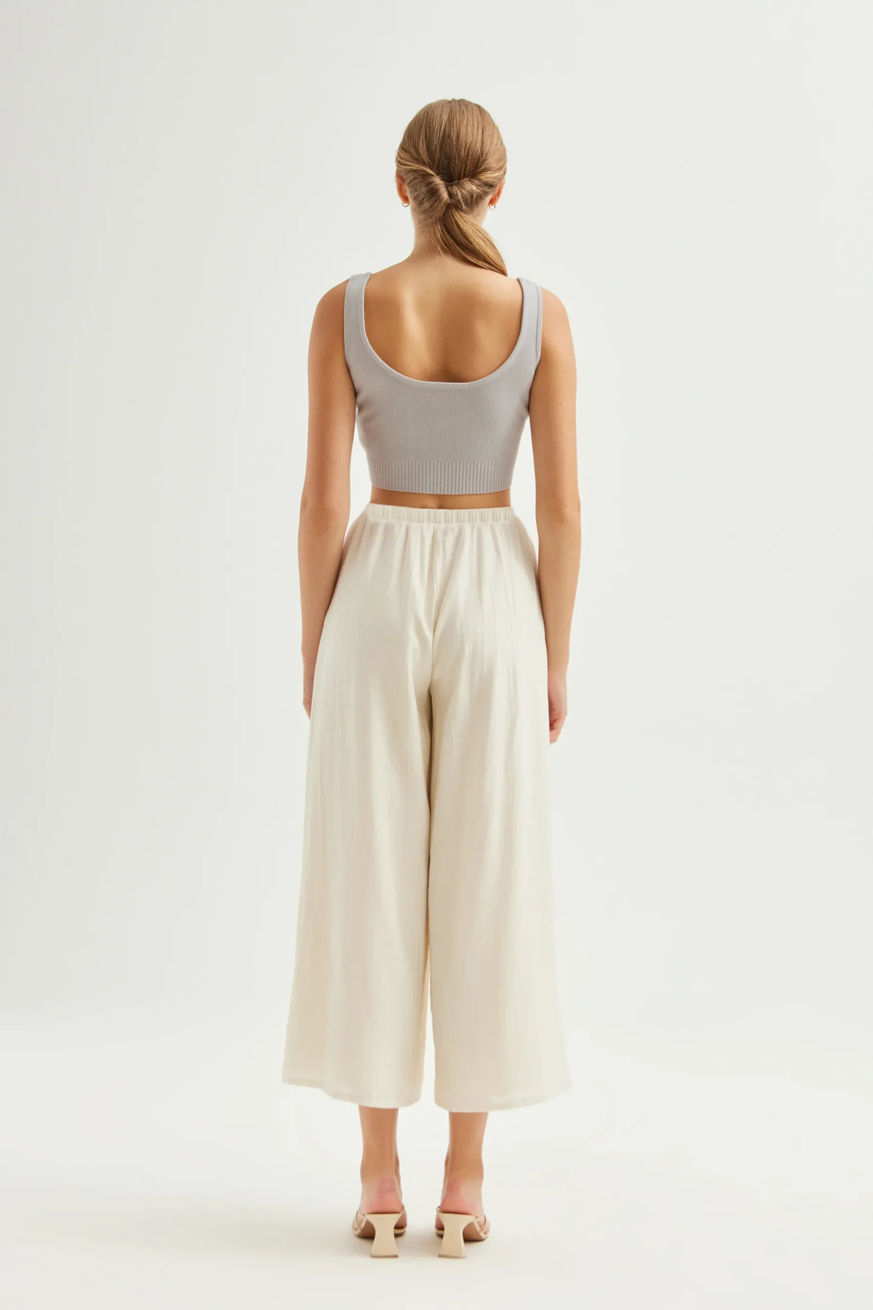 Crinkled Viscose Full-Length Pants