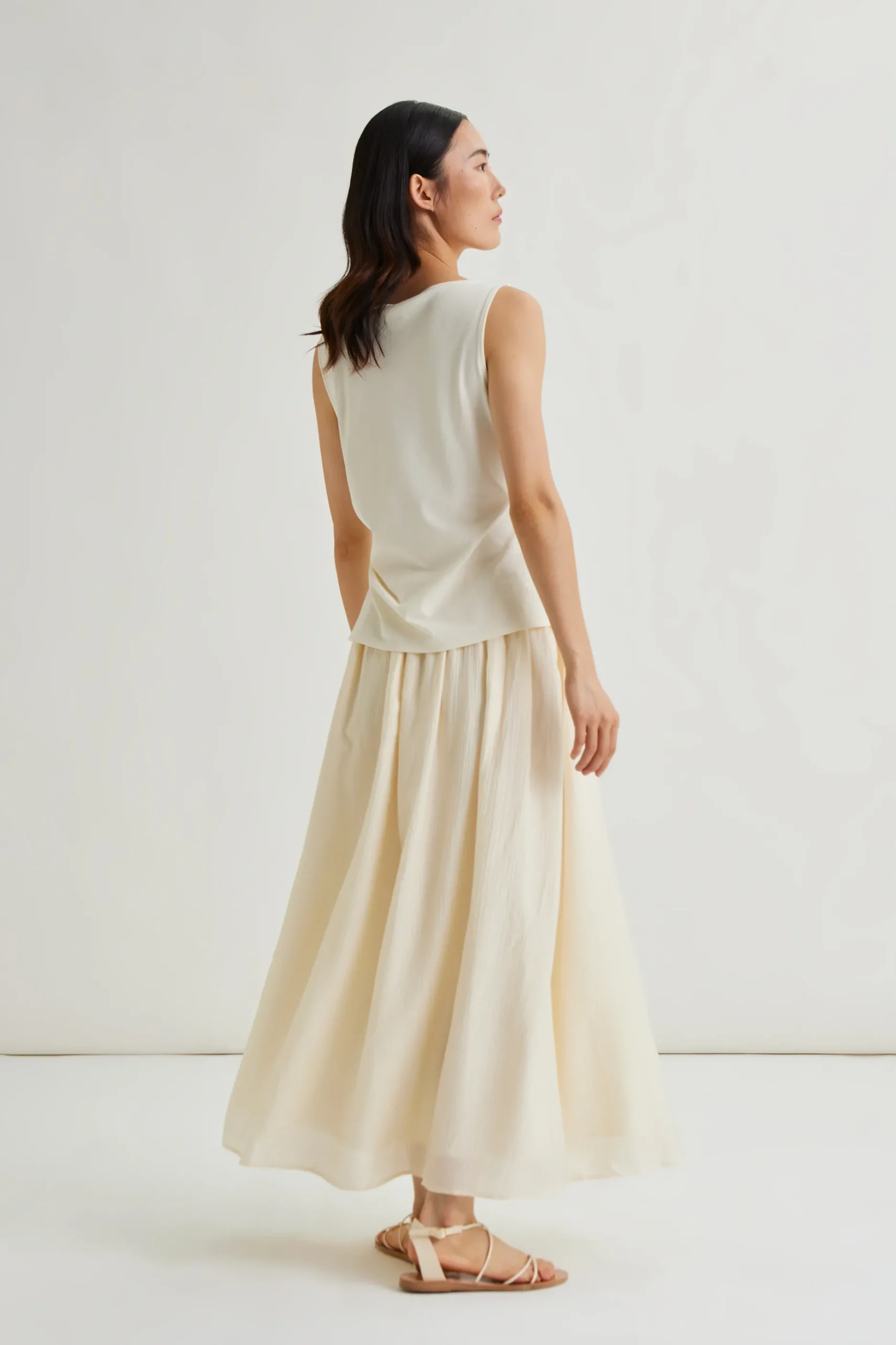 Crinkled Viscose Maxi Skirt