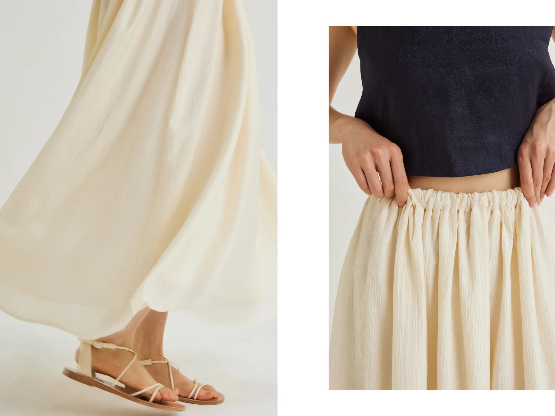 Crinkled Viscose Maxi Skirt