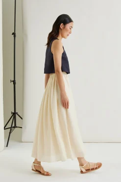 Crinkled Viscose Maxi Skirt