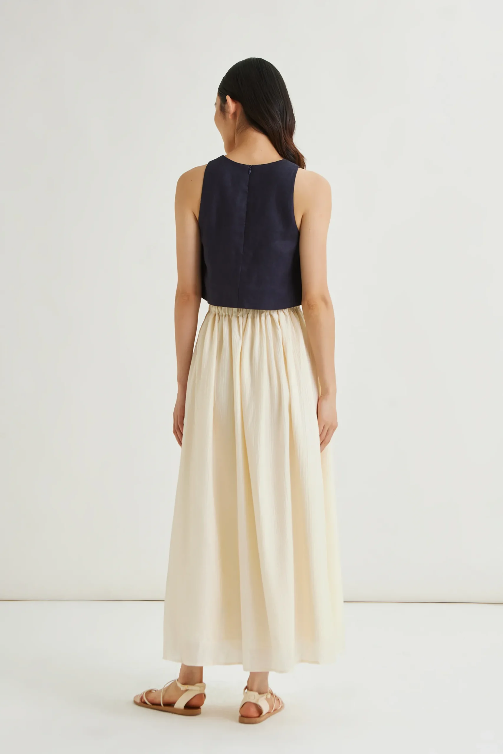 Crinkled Viscose Maxi Skirt