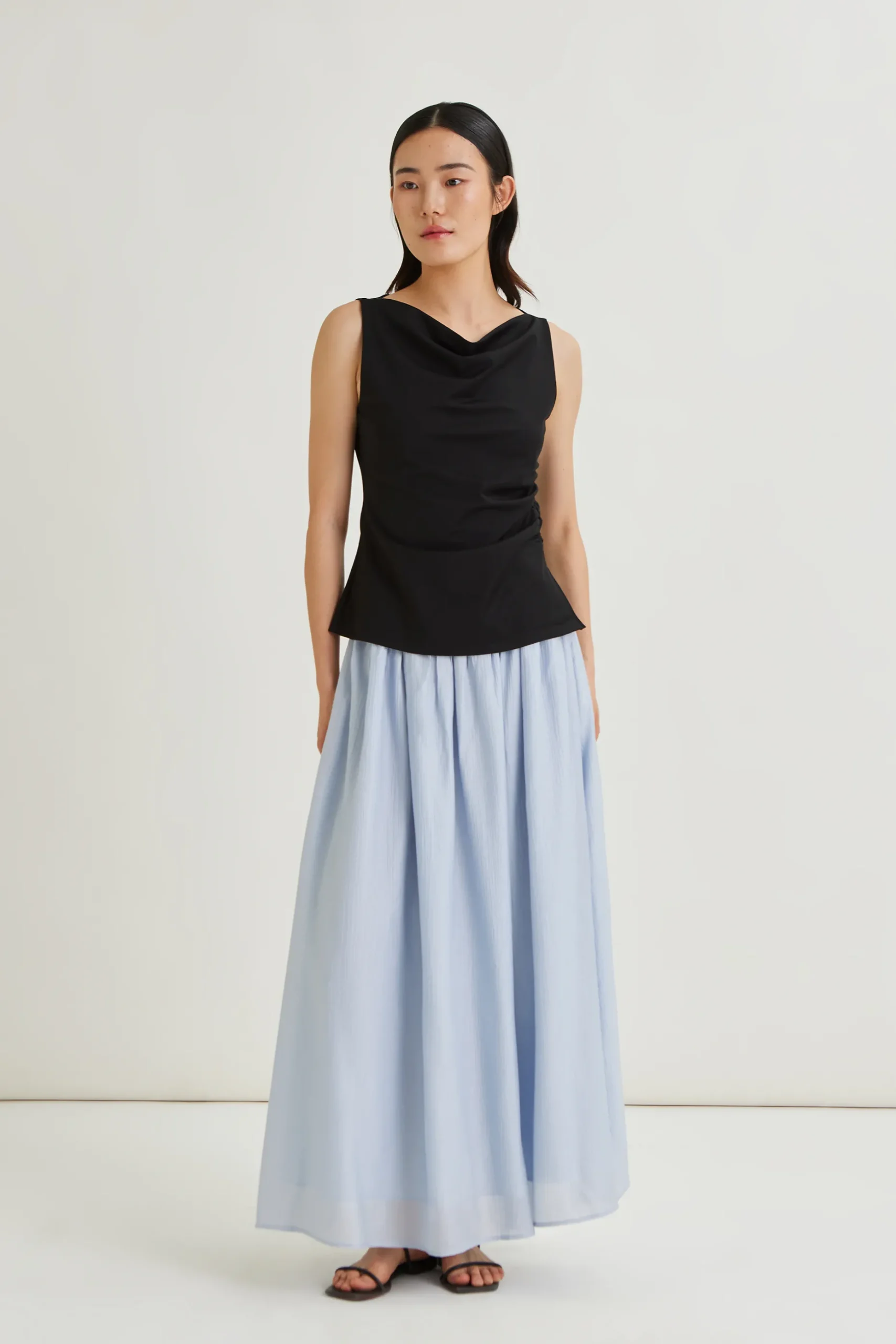 Crinkled Viscose Maxi Skirt